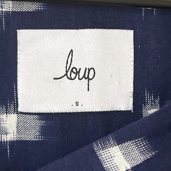 Loup Edie Ikat Jumpsuit Cotton Button Blue White Small - Picture 6 of 7